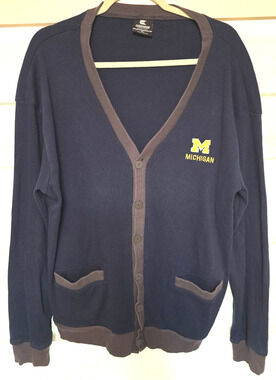 Michigan Wolverines Cardigan Mens XL Colosseum Navy Button Sweater UofM Go Blue